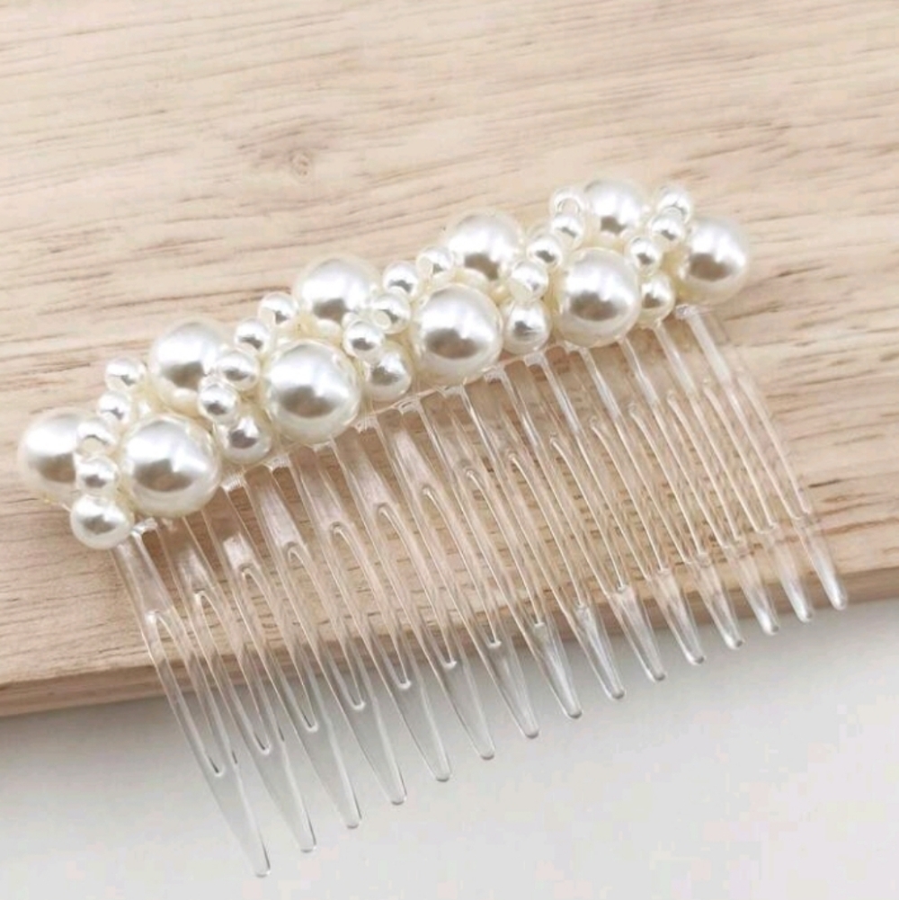 Bridal Comb Faux Pearl Ivory White Hair Wedding Comb
